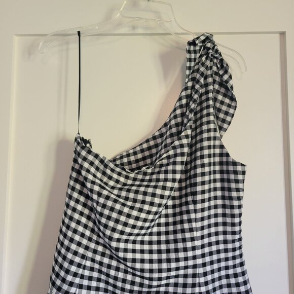 Donating 2/22 NWT [By Anthropologie] One-Shoulder Gingham Midi Dress - Picture 8 of 12
